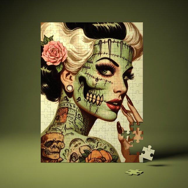 Quebra-cabeça Pin-up de Monstro Retro (Criador carregado)