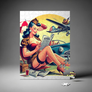 Quebra-cabeça Pin-up de Piloto Retro