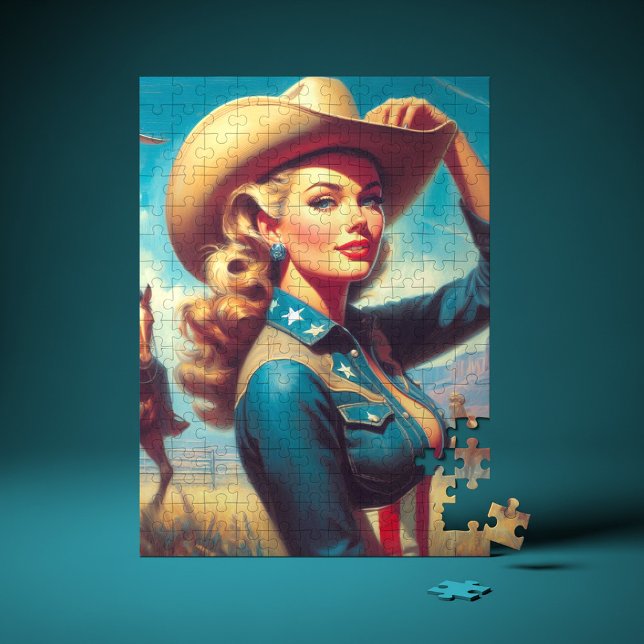 Quebra-cabeça Pin-up de Rodeio Vintage (Criador carregado)