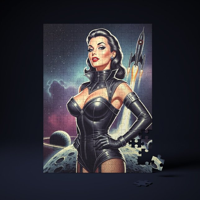 Quebra-cabeça Pin-up Espacial Vintage (Criador carregado)