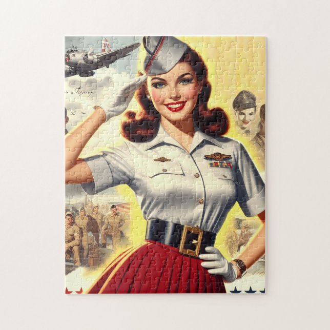 Quebra-cabeça Pin-up Militar Retrô (Vertical)