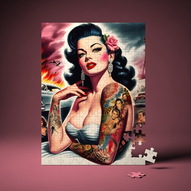 Quebra-cabeça Pin-up Vintage Tatuada (Criador carregado)