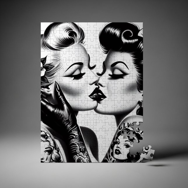 Quebra-cabeça Pin-ups de beijo retrô (Criador carregado)