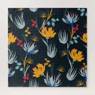 Quebra-cabeça Pincel Floral Contrastada: Preto Sem Vista