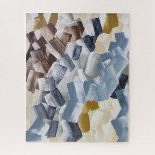 Quebra-cabeça Pinceladas Abstratas em Tons Neutros e Terrosos