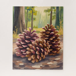 Quebra-cabeça Pine Cones | Fall Autumn Watercolor Forest
