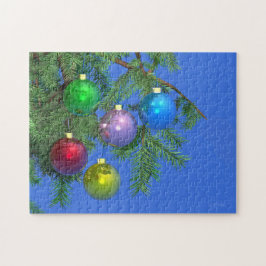 Quebra-cabeça Pine de Natal em Azul
