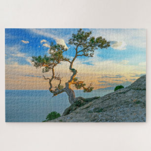 Quebra-cabeça Pine Tree On Rocks Nature Landscape Ocean Sunset