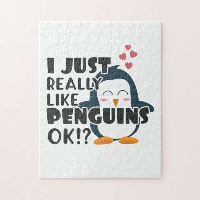 Quebra-cabeça Pinguim Bonito Eu Gosto Muito De Pinguins, Ok? (Vertical)