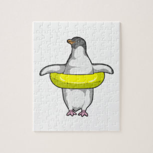 Quebra-cabeça Pinguim com anel de Natação