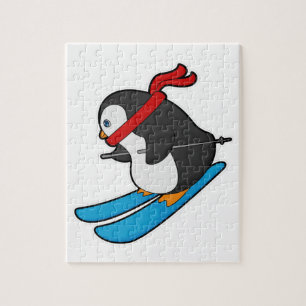 Quebra-cabeça Pinguim com esqui
