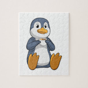 Quebra-cabeça Pinguim com Taça do Café