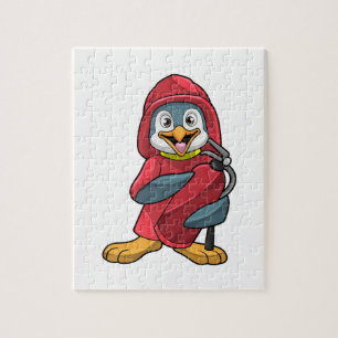 Quebra-cabeça Pinguim como Bombeiro com Extinguista