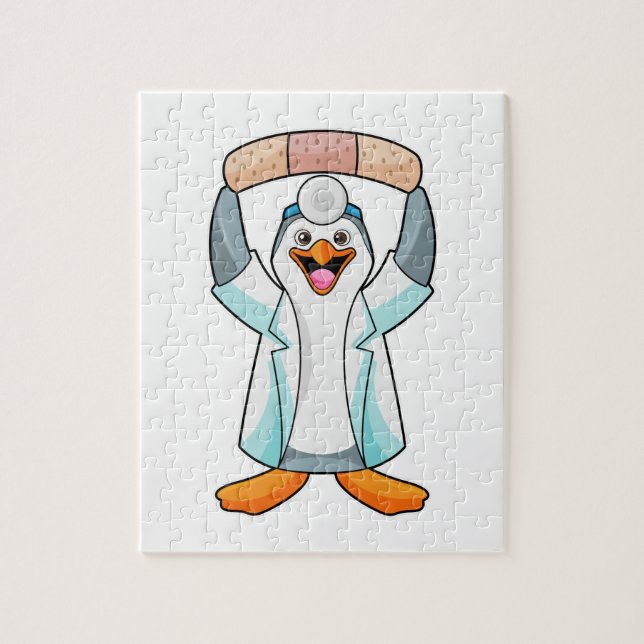 Quebra-cabeça Pinguim como Médico com Plaster (Vertical)