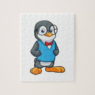 Quebra-cabeça Pinguim como Nerd de óculos