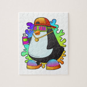 Quebra-cabeça Pinguim como Pintor com Spray