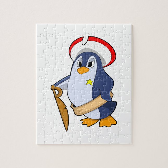 Quebra-cabeça Pinguim como Pirata com Chapéu (Vertical)