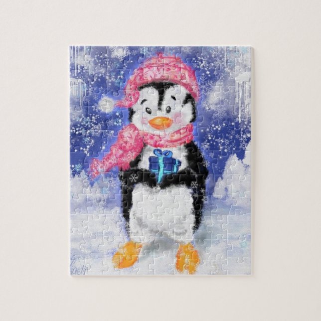 Quebra-cabeça Pinguim Feliz - Bonito - Natal (Vertical)