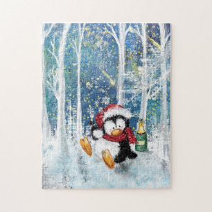 Quebra-cabeça Pinguim Feliz - Feliz Natal - Bonito -