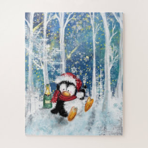 Quebra-cabeça Pinguim Feliz - Feliz Natal - Bonito