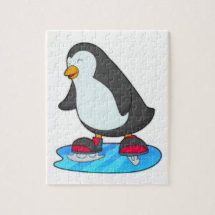 Quebra-cabeça Pinguim no patinagem de gelo com skates de gelo
