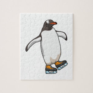 Quebra-cabeça Pinguim no patinagem de gelo com skates de gelo