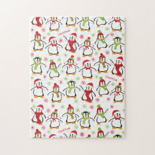 Quebra-cabeça Pinguins Dançantes, Vermelho e Verde, Natal