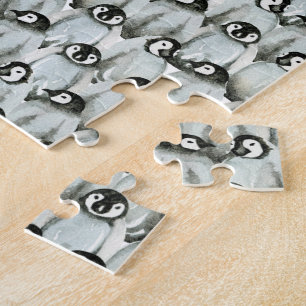 Quebra-cabeça Pinguins - Padrão bonito em branco preto