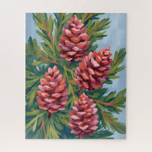 Quebra-cabeça Pinhas de Inverno Pintura em Aquarela da Naturez