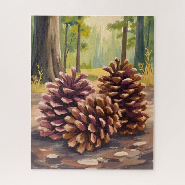 Quebra-cabeça Pinhas | Floresta em Aquarela de Outono (Vertical)
