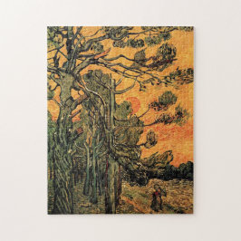 Quebra-cabeça Pinheiros contra um Céu Vermelho com a Configuraçã