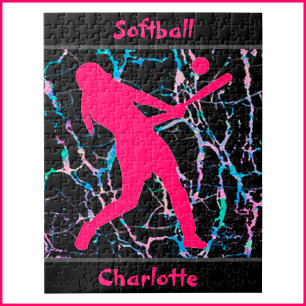 Quebra-cabeça Pink de Softball / Preto / Prata