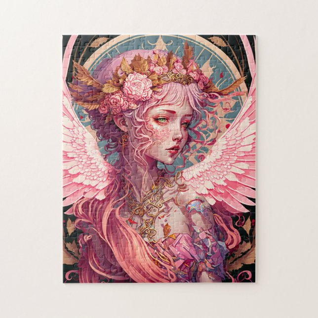 Quebra-cabeça Pink Fairy Angel Fantasy Art (Vertical)