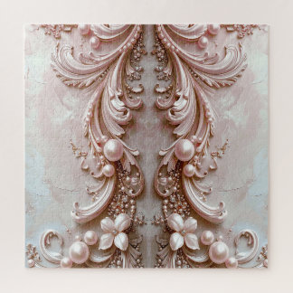 Quebra-cabeça Pink Ornate Pearl and Floral Jigsaw Puzzle