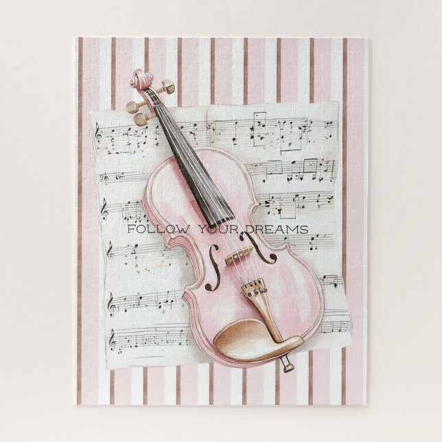 Quebra-cabeça Pink Violin Music Sheet (Vertical)