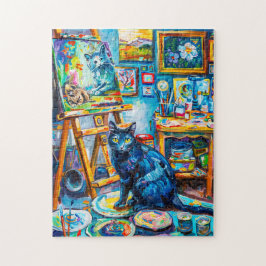 Quebra-cabeça Pintando um Gato no Estúdio do Pintor
