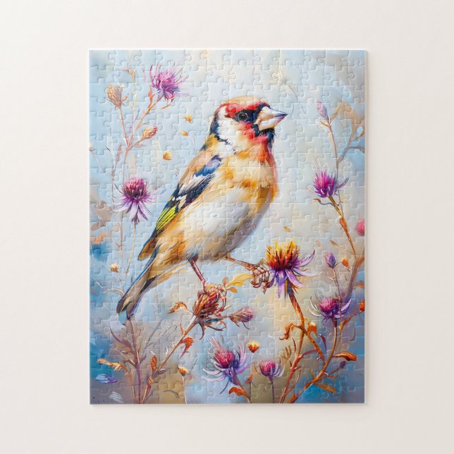 Quebra-cabeça Pintassilgo em Voo, Estilo Impressionista (Vertical)