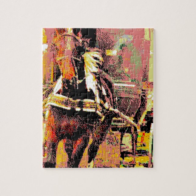 Quebra-cabeça Pinto Amish Horse 8 Bits Art (Vertical)