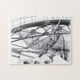 Quebra-cabeça Pinto-ponte antigo monocromo