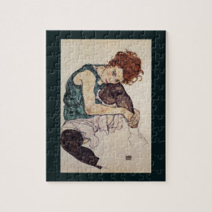 Quebra-cabeça Pintor austríaco assentado 1917 de Egon Schiele d