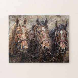 Quebra-cabeça Pintor de Óleo de Trio de Cavalo