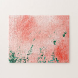 Quebra-cabeça pintura a abstrato coral e a aquarela verde