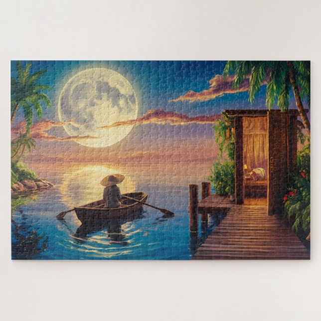 Quebra-cabeça Pintura a óleo de paraíso tropical (Horizontal)