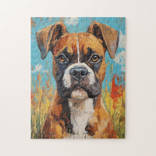 Quebra-cabeça Pintura a óleo digital com retrato de cachorro-box