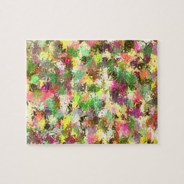 Quebra-cabeça Pintura Abstrata de Folhas com Salpicos de Outono (Horizontal)