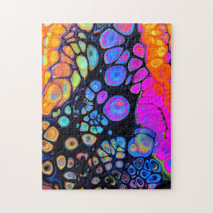 Quebra-cabeça pintura abstrato turva arco-íris misturado psicodé