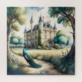 Quebra-cabeça Pintura aquosa de Peacock e Chateau