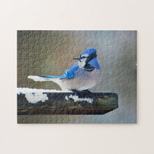 Quebra-cabeça Pintura Blue Jay - Arte Original para Pássaros