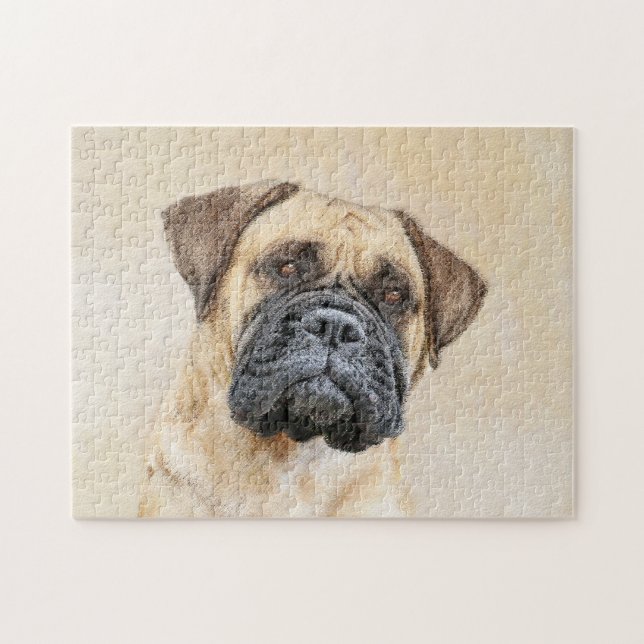 Quebra-cabeça Pintura Bullmastiff - Arte Cachorra Original (Horizontal)