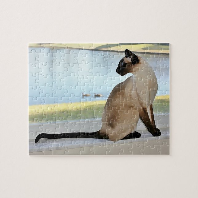 Quebra-cabeça Pintura calma do gato Siamese (Horizontal)